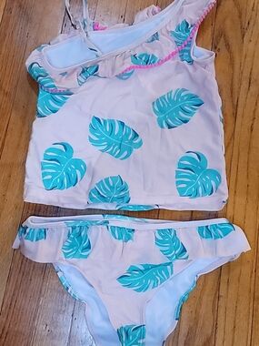 Joe Boxer Pink Tankini with Teal Leaf Print